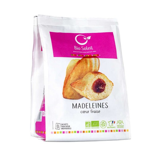 Bio Soleil Madeleines cœur fraises 200g