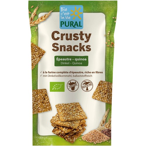 Pural Crusty Snacks Croustillants Epeautre aux Graines de Lin & Quinoa110g