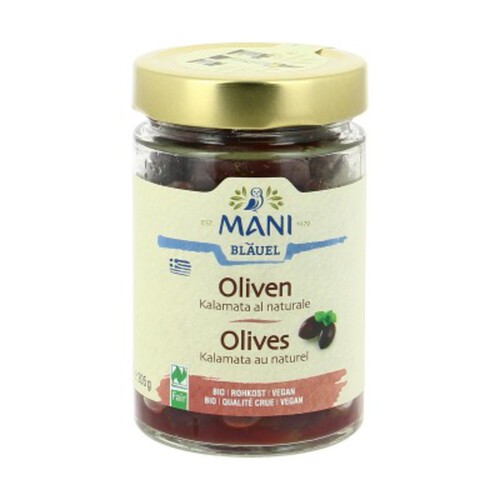 Mani Blauel Olives Kalamata Au Naturel Bio 205G