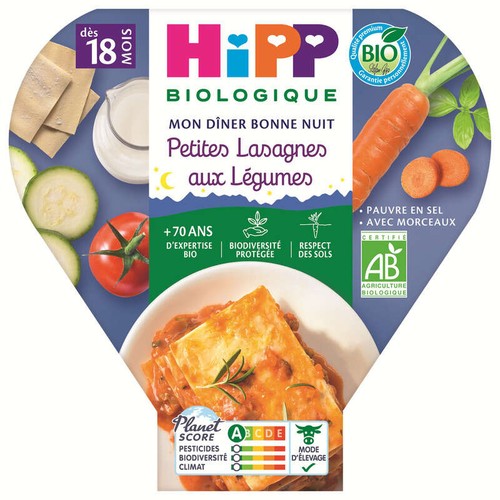 Hipp Petites Lasagnes Aux Légumes 18M Bio 260g
