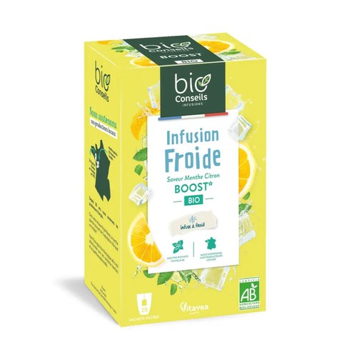 Infusion Froide Saveur Menthe Citron Boost en Sachets bio x20