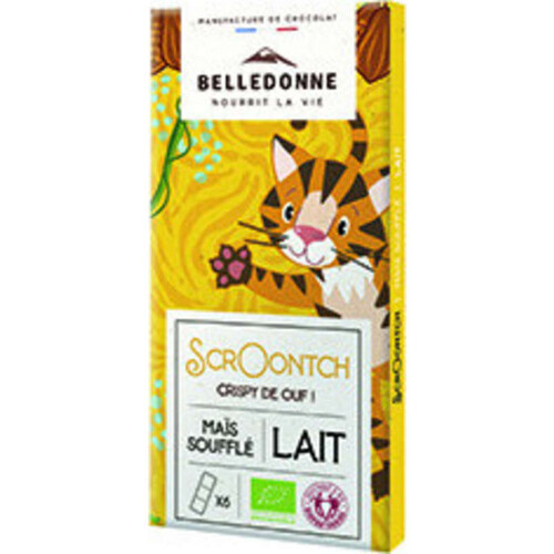 Belledonne Chocolat Lait Scroontch Maïs Soufflé 80g