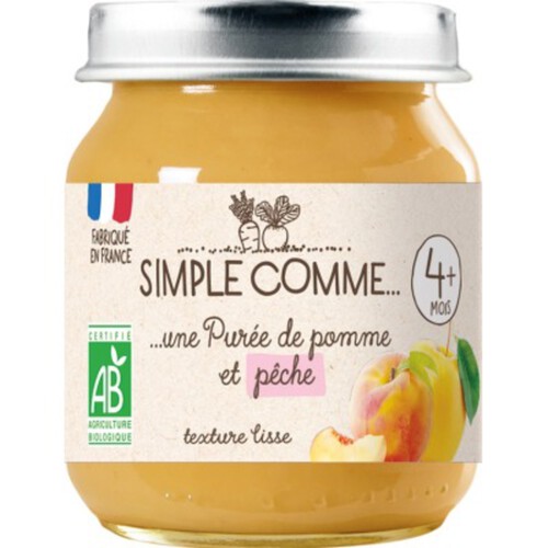 Simple Comme...Purée de Pomme et Pêche Dès 4 Mois 125g