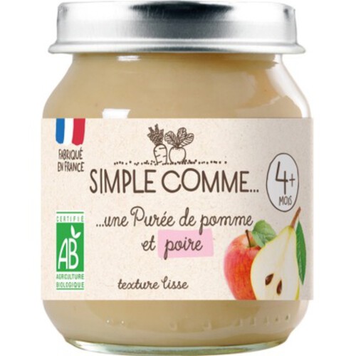 Simple Comme ....Purée de Pomme & Poire Dès 4M 125g