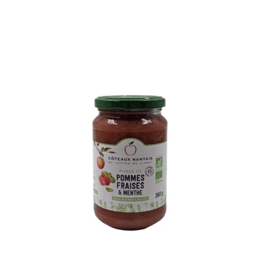 Les côteaux Nantais Purée pommes fraises menthe Bio 360g