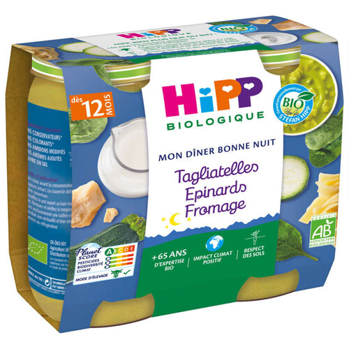Hipp Biologique Tagliatelles Épinard Fromage Bio, Dès 12 Mois