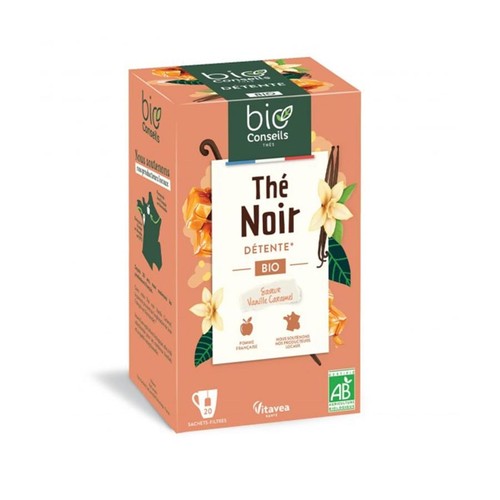 Bio Conseils Thé Noir Détente saveur Vanille Caramel *20 Sachets 40g
