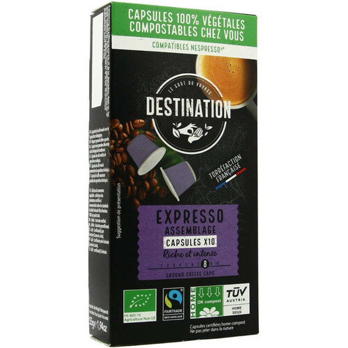 Destination Café Expresso Assemblage Intensité 8 Capsules Végétales x10