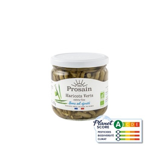 Prosain Haricots Verts Extra-Fins Sans Sel Ajouté Bio 345g