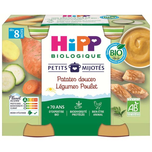 Hipp Petits Mijotés Patate Douce Légumes Poulet Bio 2x190g