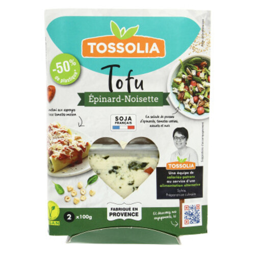 Tossolia Tofu Épinard et Noisette Bio 2 x 100g
