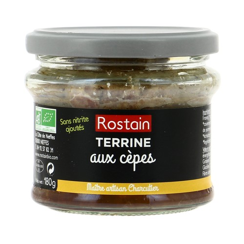 Rostain Terrine bio aux cèpes sans nitrites ajoutés 180 g