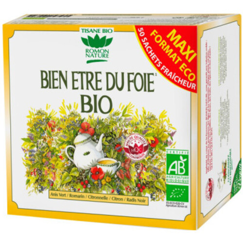 Romon Nature Infusion Bien Être Du Foie Bio 50 Sachets