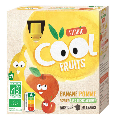 Vitabio Cool Fruits Pomme Banane & Acerola 4X90G Bio