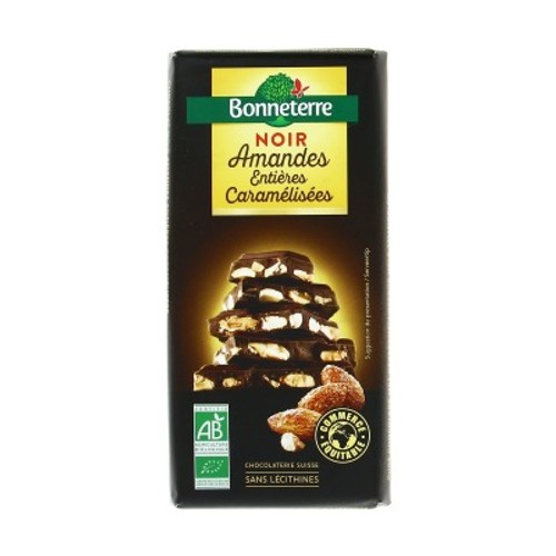 Bonneterre Chocolat Noir Amandes Caramélisées Bio 200G