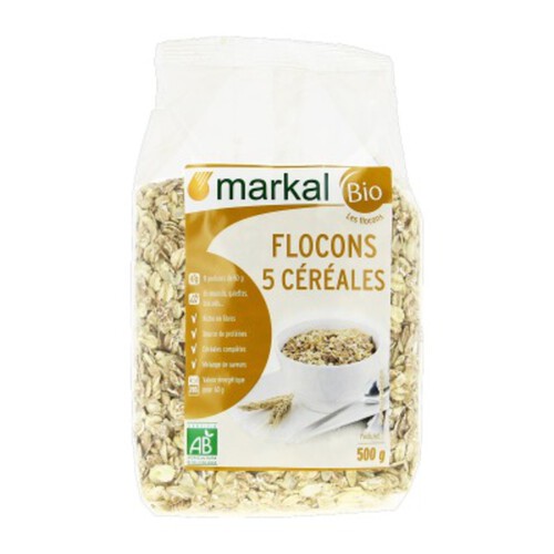 Markal Flocons 5 Céréales Bio 500g - Naturalia Courses en ligne et offres
