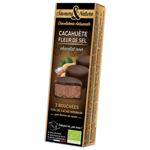 Saveurs & Nature Bouchées Cacahuète Fleur de Sel Chocolat Noir *3 45g