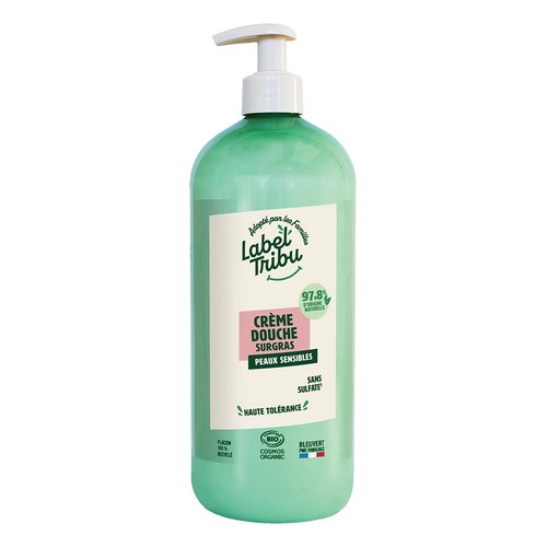 Label Tribu Crème de douche surgras peaux sensibles 1L
