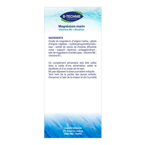 Aquatechnie Biotechnie Magnésium Marin + Rhodiola 90 Gélules