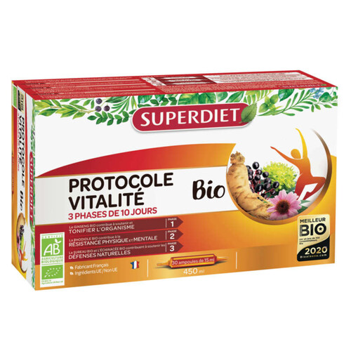 Superdiet Complément Alimentaire Protocole Vitaminé Bio Ampoule 30X15Ml