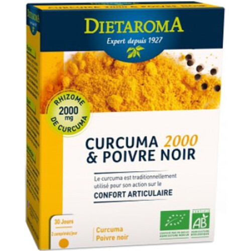 Dietaroma Curcuma 2000 Et Poivre Noir Bio 60 Comprimés 45G