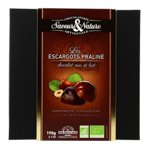 Saveurs & Nature Escargots Pralinés Chocolat Noir Et Lait Bio 190G