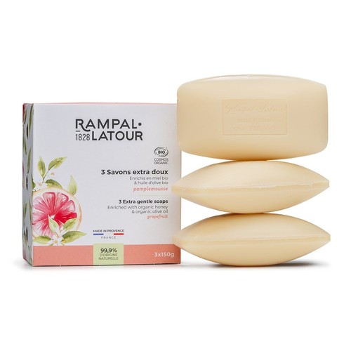 Rampal Latour Savon Miel & Pamplemousse 3X150G Bio
