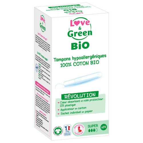 Love & green Tampons hypoallergéniques super x14