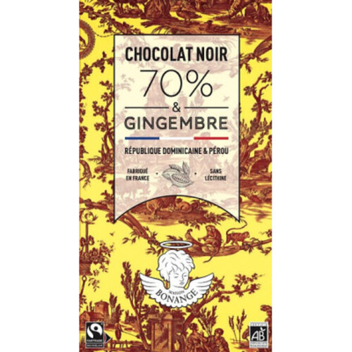 Maison Bonange Chocolat Noir & Gingembre Bio 80g