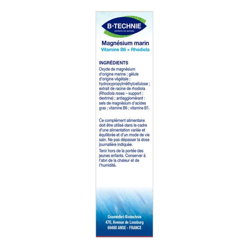 Biotechnie Magnésium Marin B6 Rhodiola x30 Gélules