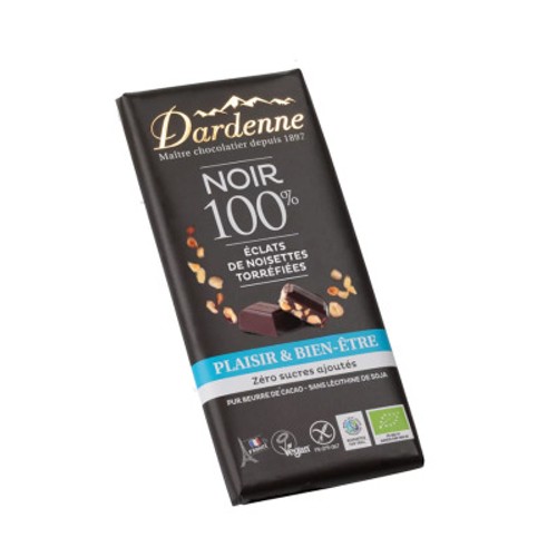 Dardenne Chocolat Noir 100% Eclats de Noisettes Torréfiées 100g