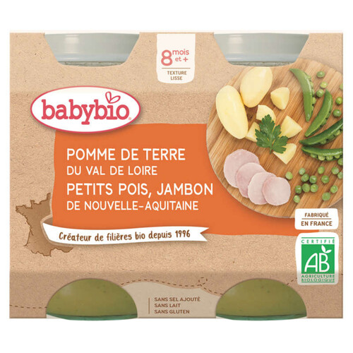 Babybio Petits Pots Légumes Et Jambon 8M 2X200g Bio