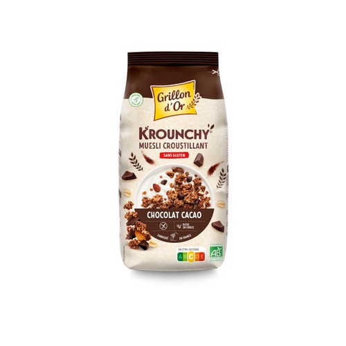 Grillon d'Or Krounchy Muesli Croustillant Chocolat Cacao sans Gluten 500g