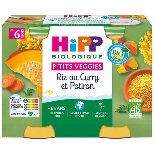 Hipp Biologique Riz Au Curry Et Potiron 2X190g