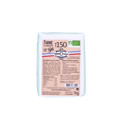 Moulins de Versailles Farine complète de Blé T150 Bio 1kg