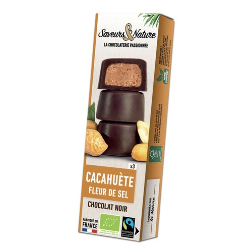 Saveurs & Nature Bouchées Cacahuète Fleur de Sel Chocolat Noir *3 45g
