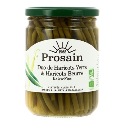 Prosain Duo de Haricots verts & Haricots beurre extra fin Bio 220g