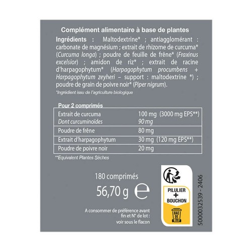 Biotechnie Curcuma Articulation Bio 180 Comprimés