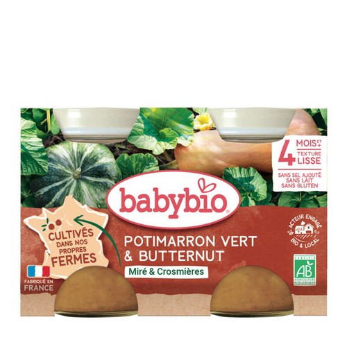 Babybio Potimarron Vert et Butternut dès 4 mois Bio 2x130g