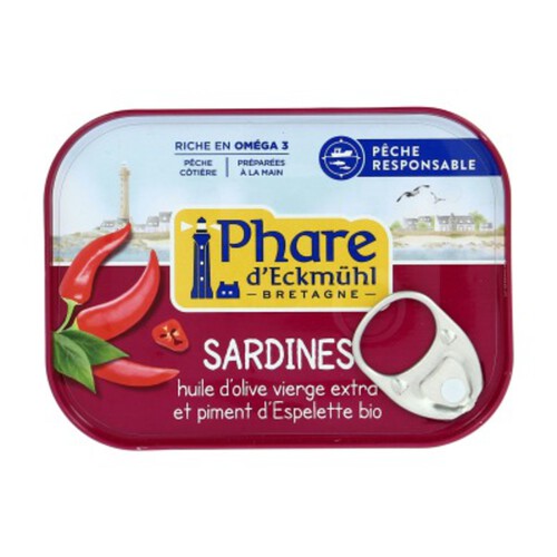 Phare D'Eckmuhl Sardines au Piment d'Espelette et à l'huile d'olive 135g
