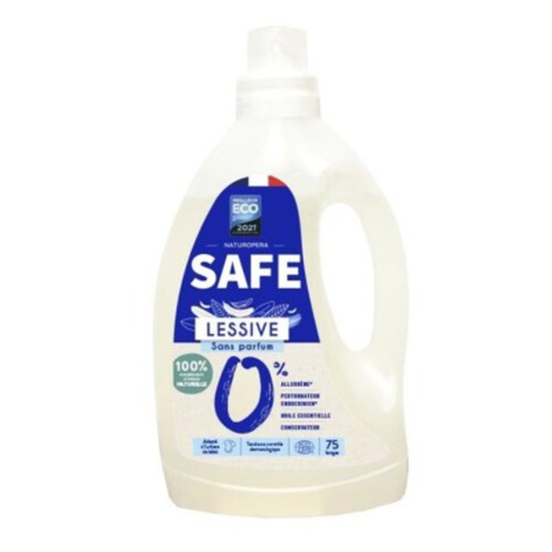 Safe Lessive Sans Parfum 0% Allergène Perturbateur Endocrinien 3L