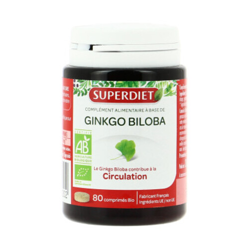 Superdiet Complément Alimentaire Ginkgo Biloba Bio Comprimé x80