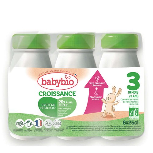 Babybio Lait Croissance dès 10 mois Bio 6x25cl