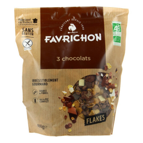 Favrichon Flakes 3 Chocolats Sans Gluten 450G Bio