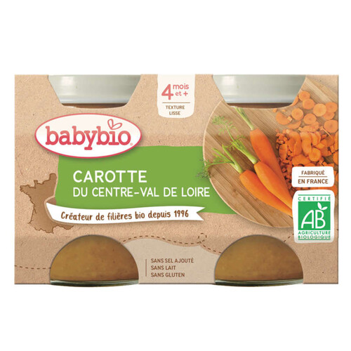 Babybio Carotte du Centre Val de Loire dès 4 mois 2x130g